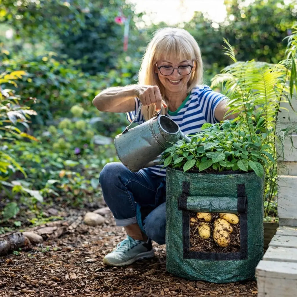 Odlingspåsar för Grönsaker – Andningsbara Grow Bags med Skördefönster Hemviro