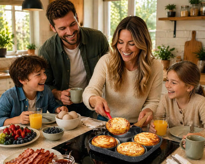 Non-Stick Stekpanna 2/4 Fack – Multifunktionell Frukost panna för Alla Spisar Hemviro