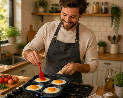 Non-Stick Stekpanna 2/4 Fack – Multifunktionell Frukost panna för Alla Spisar Hemviro