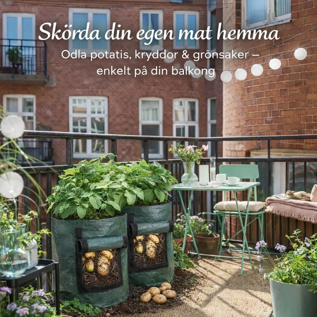 Odlingspåsar för Grönsaker – Andningsbara Grow Bags med Skördefönster Hemviro