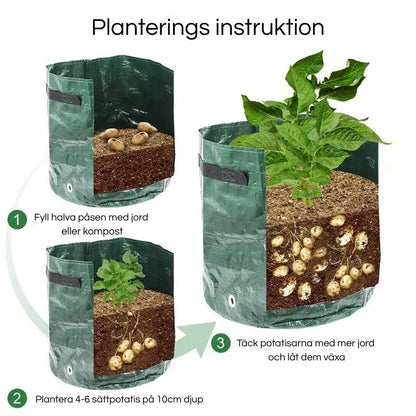 Odlingspåsar för Grönsaker – Andningsbara Grow Bags med Skördefönster Hemviro