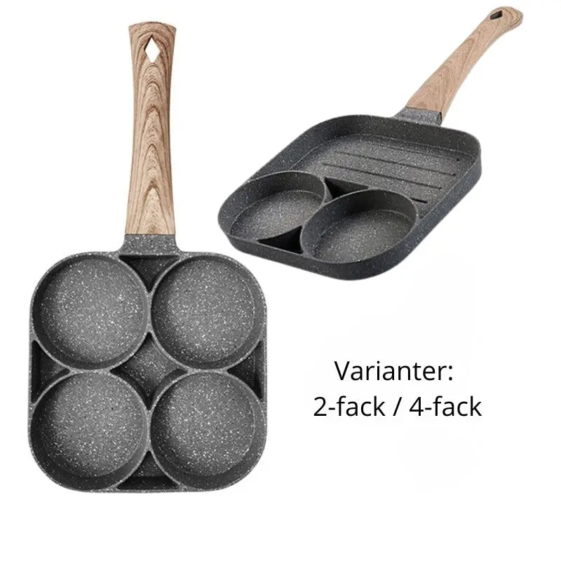 Non-Stick Stekpanna 2/4 Fack – Multifunktionell Frukost panna för Alla Spisar Hemviro