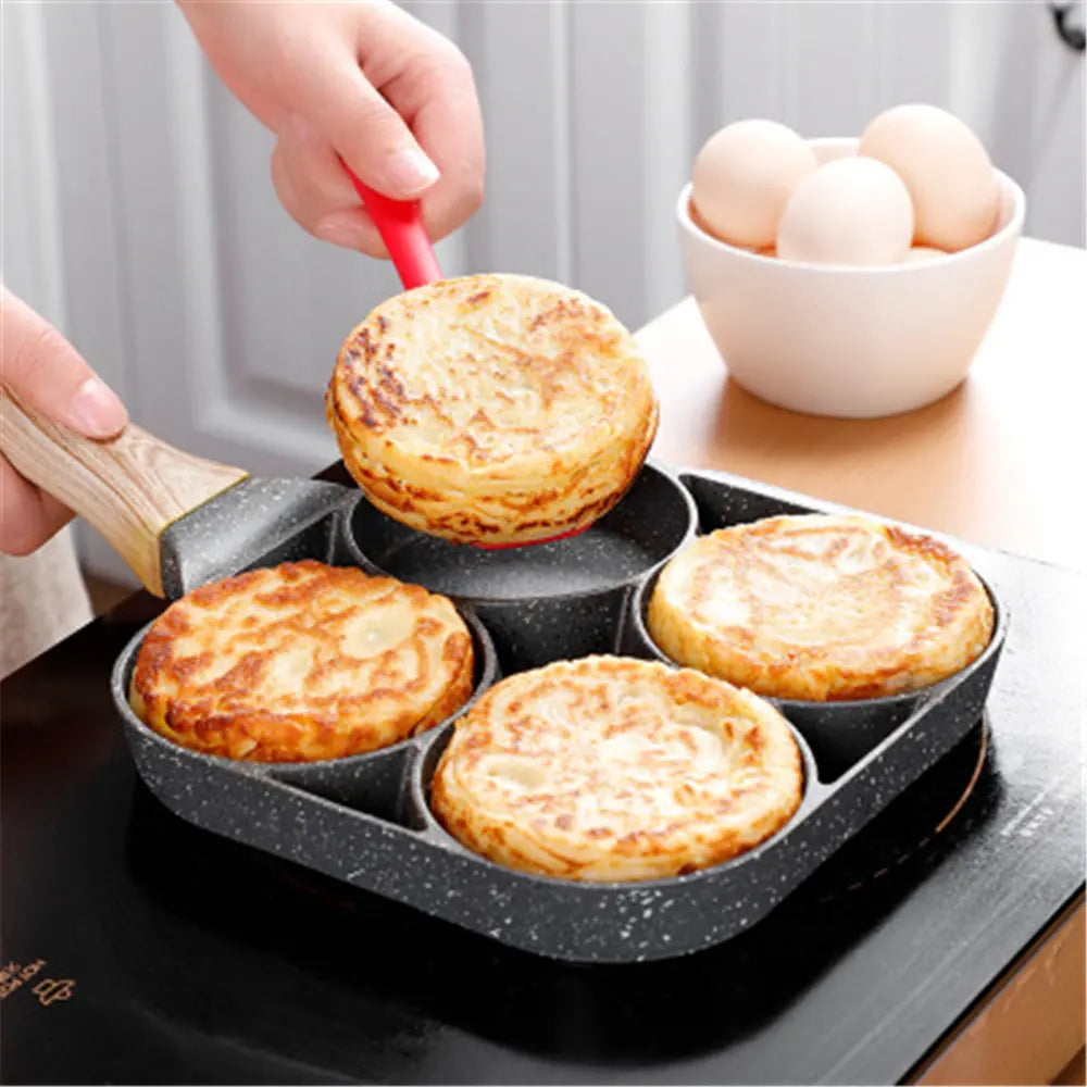 Non-Stick Stekpanna 2/4 Fack – Multifunktionell Frukost panna för Alla Spisar Hemviro