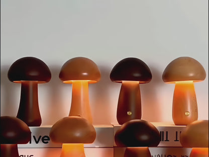 Wooden Mushroom Lamp LED - Touch-controlled Night Light in Nordic Design
