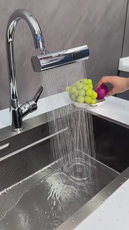 Waterfall Kitchen Faucet Attachment – 360° Rotating, Splash-Free & Multifunctional